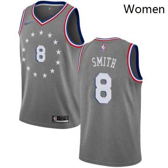 Womens Nike Philadelphia 76ers 8 Zhaire Smith Swingman Gray NBA Jersey City Edition